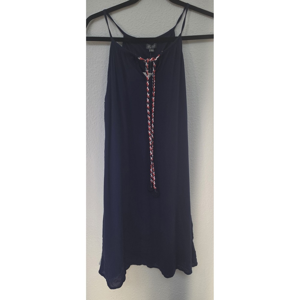 Lily Rose Mini Dress M Navy Sleeveless V-Neck Solid Boho Sundress NWT